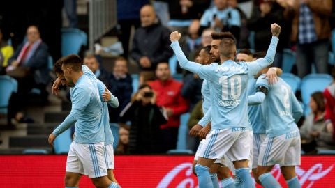 Iago Aspas celebra un gol ante el Eibar