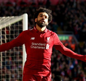 Salah celebra un gol con el Liverpool Salah celebra un gol con el Liverpool