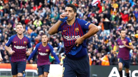 Luis Su&aacute;rez celebra un gol ante el Madrid