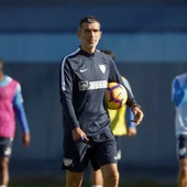 Juan Ramón López Muñiz en un entrenamiento del Málaga Juan Ramón López Muñiz en un entrenamiento del Málaga