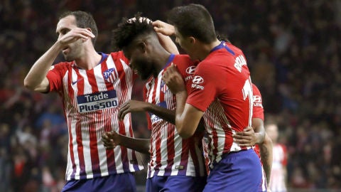El Atl&eacute;tico celebra un gol
