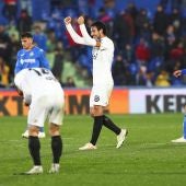 Dani Parejo celebra su gol en el Coliseum