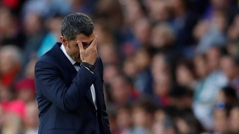 Ernesto Valverde, en el Camp Nou