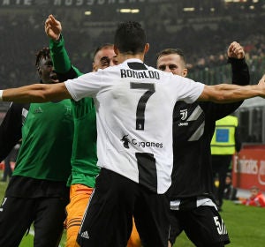 Cristiano Ronaldo celebra su gol ante el Milan Cristiano Ronaldo celebra su gol ante el Milan