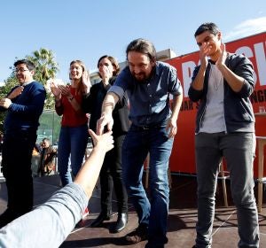 Pablo Iglesias, durante el acto que han celebrado hoy en Barcelona Pablo Iglesias, durante el acto que han celebrado hoy en Barcelona