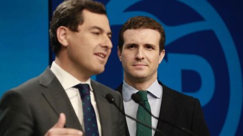 Juanma Moreno y Pablo Casado en rueda de prensa