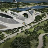 El escudo del Getafe, en el proyecto de 'Elysium City' El escudo del Getafe, en el proyecto de 'Elysium City'