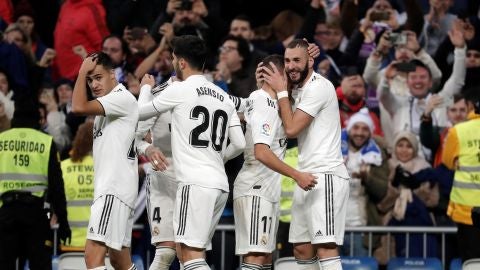 El Real Madrid celebra un gol