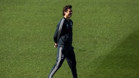 Solari, durante un entrenamiento del Real Madrid
