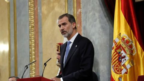 El rey Felipe VI durante su intervenci&oacute;n en el Congreso en el 40 aniversario de la Constituci&oacute;n