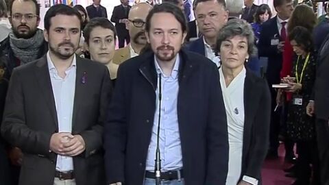 Pablo Iglesias y Alberto Garz&oacute;n a su llegada a los actos del 40 aniversario de la Constituci&oacute;n