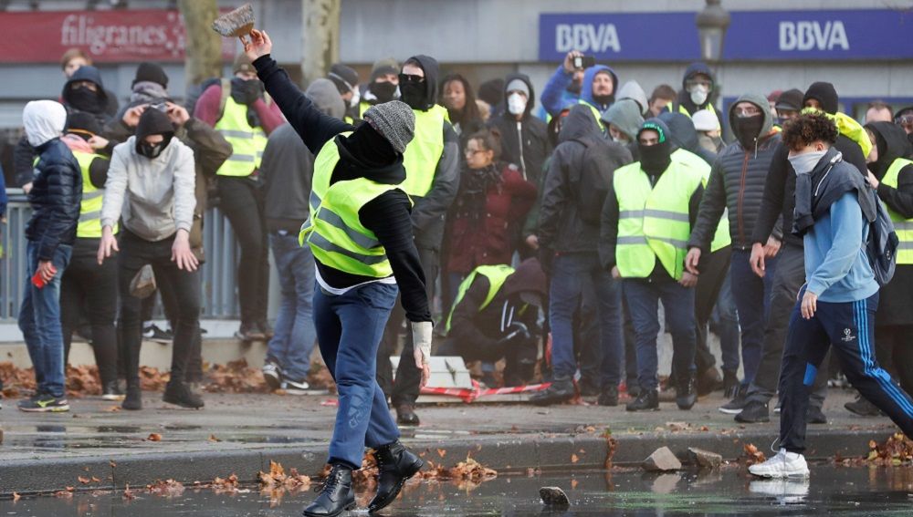 Imagen de las protestas de los 'chalecos amarillos' en Bruselas