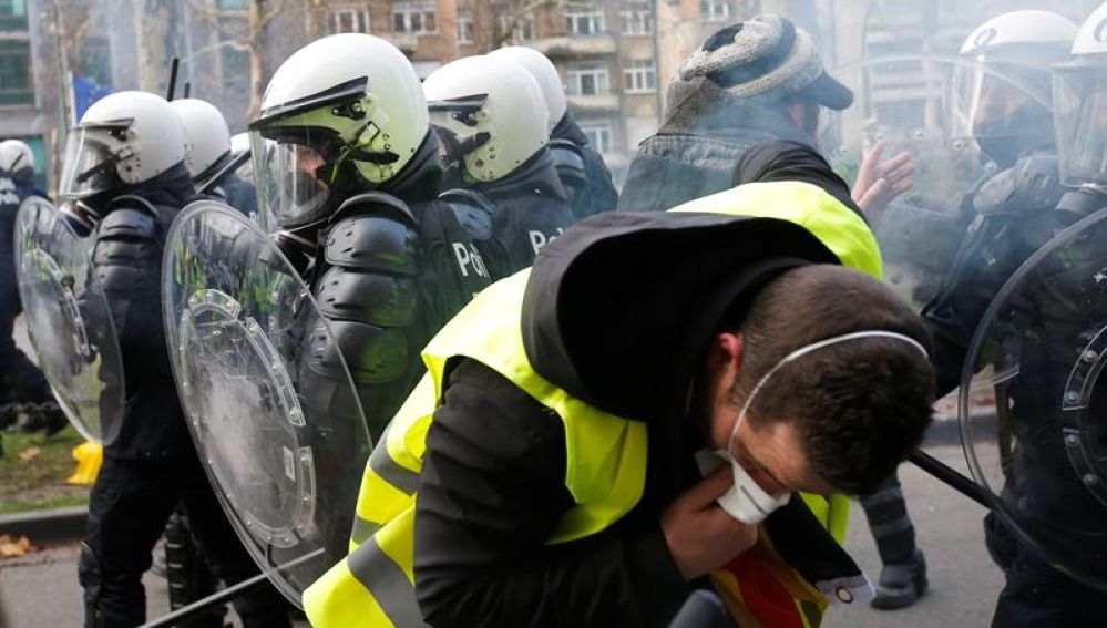 Manifestación de los "chalecos amarillos" en Bruselas