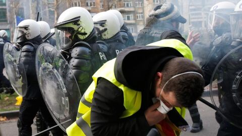 Manifestaci&oacute;n de los "chalecos amarillos" en Bruselas