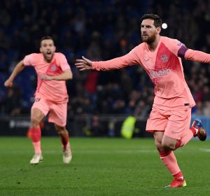 Leo Messi celebra su gol con el Barcelona Leo Messi celebra su gol con el Barcelona