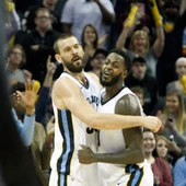 Marc Gasol celebra el triunfo de los Grizzlies Marc Gasol celebra el triunfo de los Grizzlies