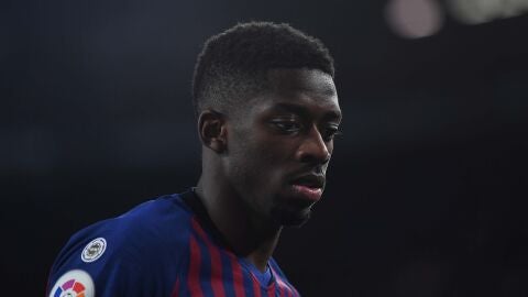 Dembel&eacute;, durante un partido con el Bar&ccedil;a