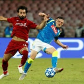 Momento del partido de Nápoles-Liverpool de Champions