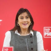 La secretaria de Organización del PSOE de Castilla y León, Ana Sánchez, comparece en rueda de prensa tras una reunión del Comité Electoral del partido.