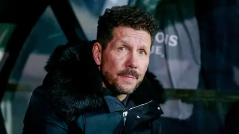 Simeone, en el partido contra el Brujas Simeone, en el partido contra el Brujas