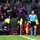 Dembelé celebra su gol contra el Tottenham
