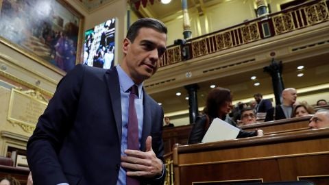 El presidente del Gobierno, Pedro S&aacute;nchez, a su llegada al Congreso