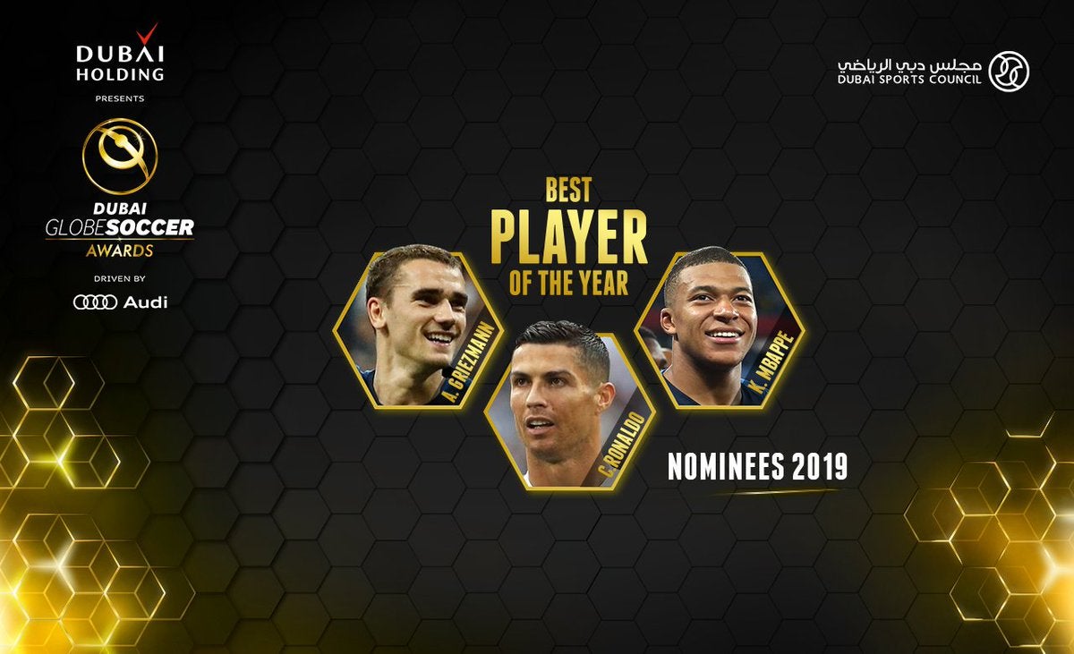Cristiano, Griezmann y Mbappé, nominados a Mejor Jugador del Año de los premios Globe Soccer Cristiano, Griezmann y Mbappé, nominados a Mejor Jugador del Año de los premios Globe Soccer