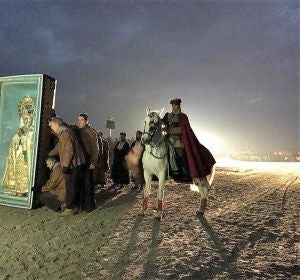 Momento de la representación de la Venida de la Virgen de 2018. Momento de la representación de la Venida de la Virgen de 2018.