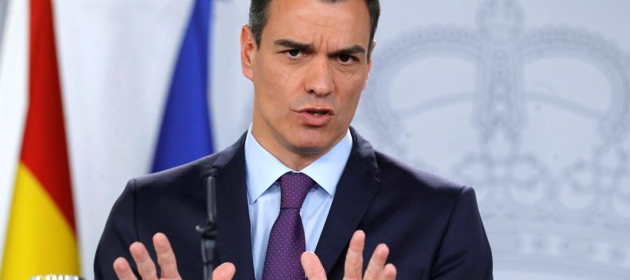 El presidente del Gobierno, Pedro Sánchez, durante su comparecencia El presidente del Gobierno, Pedro Sánchez, durante su comparecencia