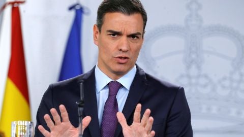 El presidente del Gobierno, Pedro S&aacute;nchez, durante una comparecencia