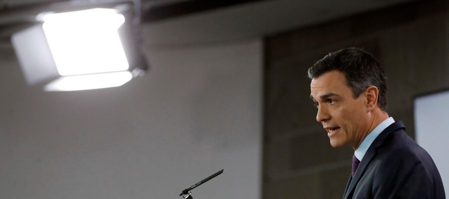 El presidente del Gobierno, Pedro Sánchez, durante su comparecencia El presidente del Gobierno, Pedro Sánchez, durante su comparecencia