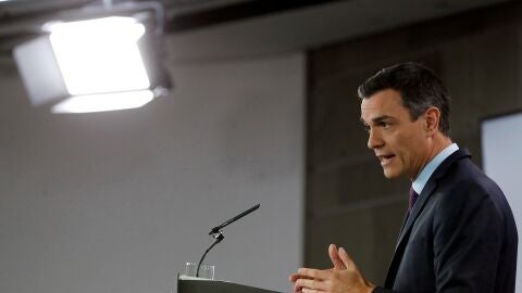 El presidente del Gobierno, Pedro S&aacute;nchez, durante su comparecencia