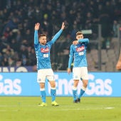 Mertens celebra un gol con el Nápoles