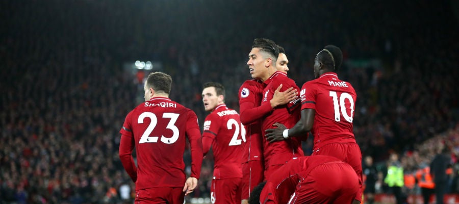 El Liverpool celebra un gol El Liverpool celebra un gol