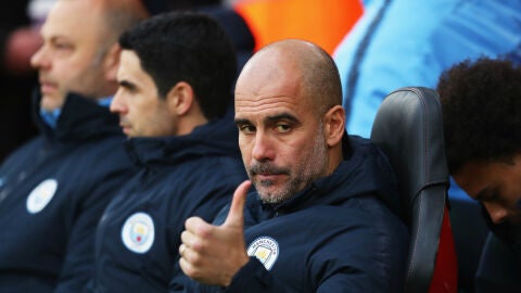 Guardiola, en el banquillo del City