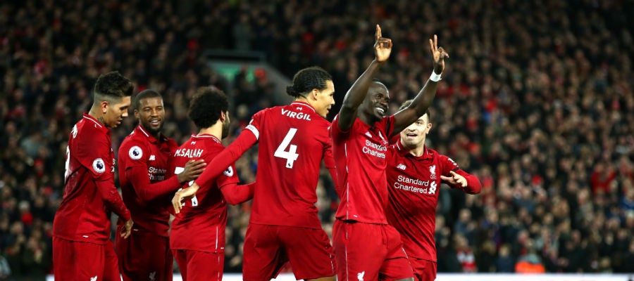 Mané celebra un gol con el Liverpool Mané celebra un gol con el Liverpool