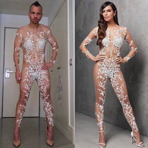 David Muñoz vuelve a posar con el vestido de Cristina Pedroche de las campanadas David Muñoz vuelve a posar con el vestido de Cristina Pedroche de las campanadas