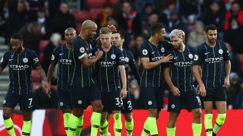 El Manchester City celebra un gol