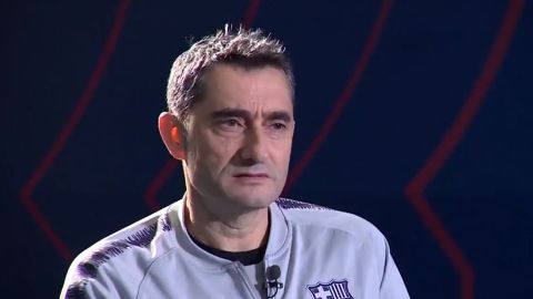 Ernesto Valverde, durante la entrevista con Bar&ccedil;a TV