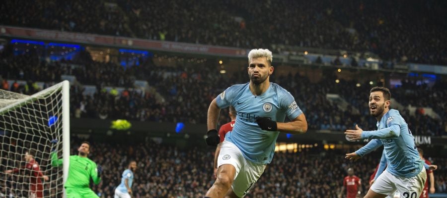 Agüero celebra el 1-0 ante el City Agüero celebra el 1-0 ante el City