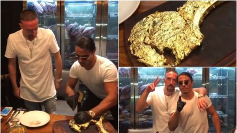 Rib&eacute;ry se come un filete ba&ntilde;ado en oro preparado por Salt Bae