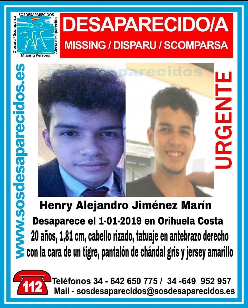 Buscan a un joven de 20 años desaparecido en Orihuela Costa desde el 1 de enero Buscan a un joven de 20 años desaparecido en Orihuela Costa desde el 1 de enero