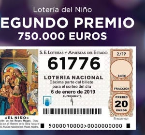 61776, segundo premio de la Lotería del Niño 61776, segundo premio de la Lotería del Niño