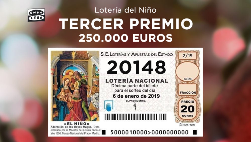 20148, tercer premio de la Lotería del Niño