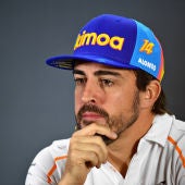 Fernando Alonso, durante una rueda de prensa