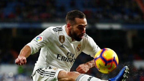 Carvajal, durante un partido con el Real Madrid