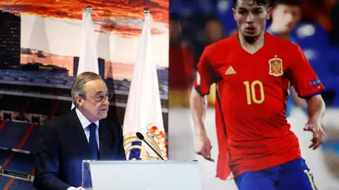 Florentino Pérez, durante la presentación de Brahim Díaz Florentino Pérez, durante la presentación de Brahim Díaz
