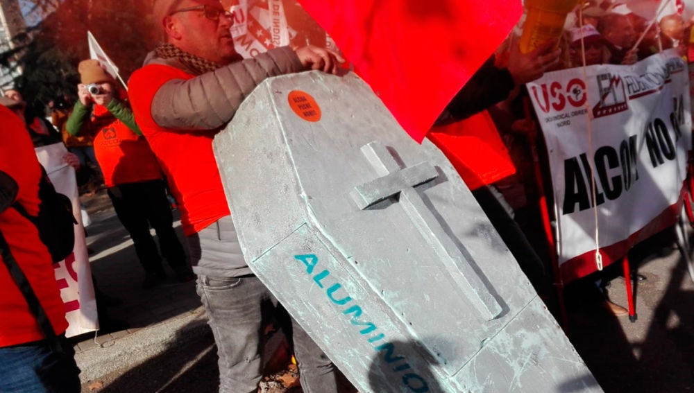 Manifestación de los trabajadores de Alcoa