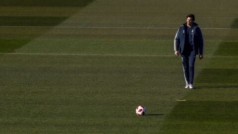 Solari, durante el &uacute;ltimo entrenamiento del Real Madrid
