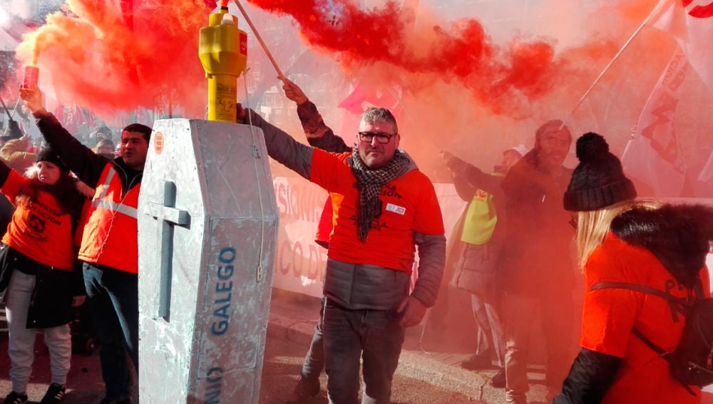 Manifestación de los trabajadores de Alcoa